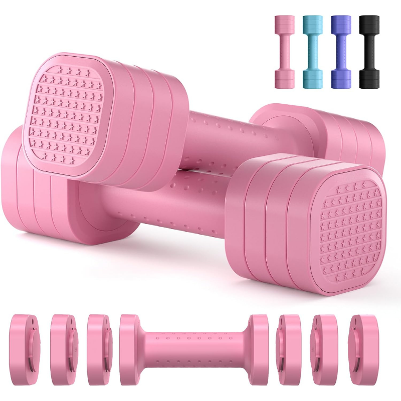 Adjustable Dumbbell Set 4-in-1 with Soft Rubber Handle