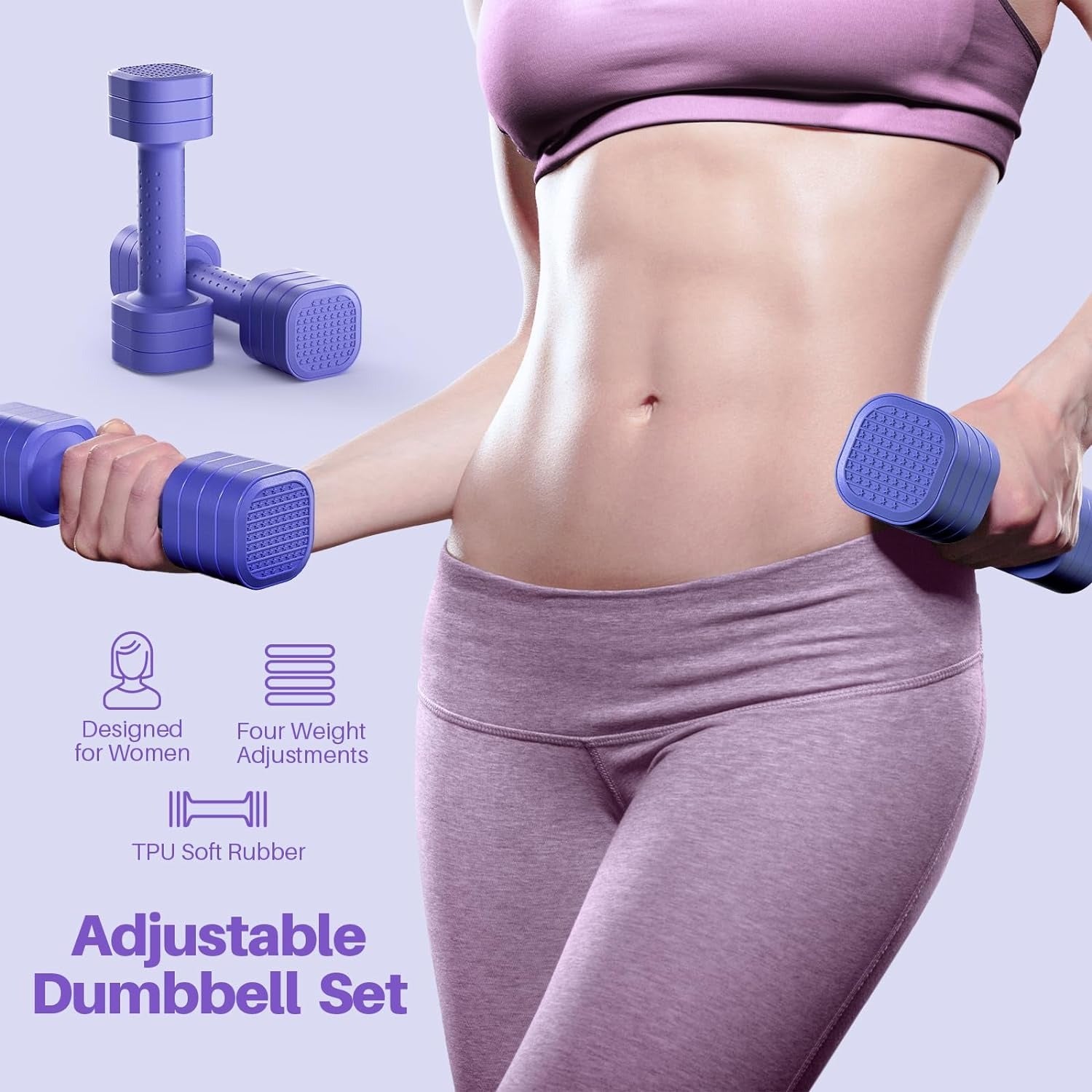 Adjustable Dumbbell Set 4-in-1 with Soft Rubber Handle
