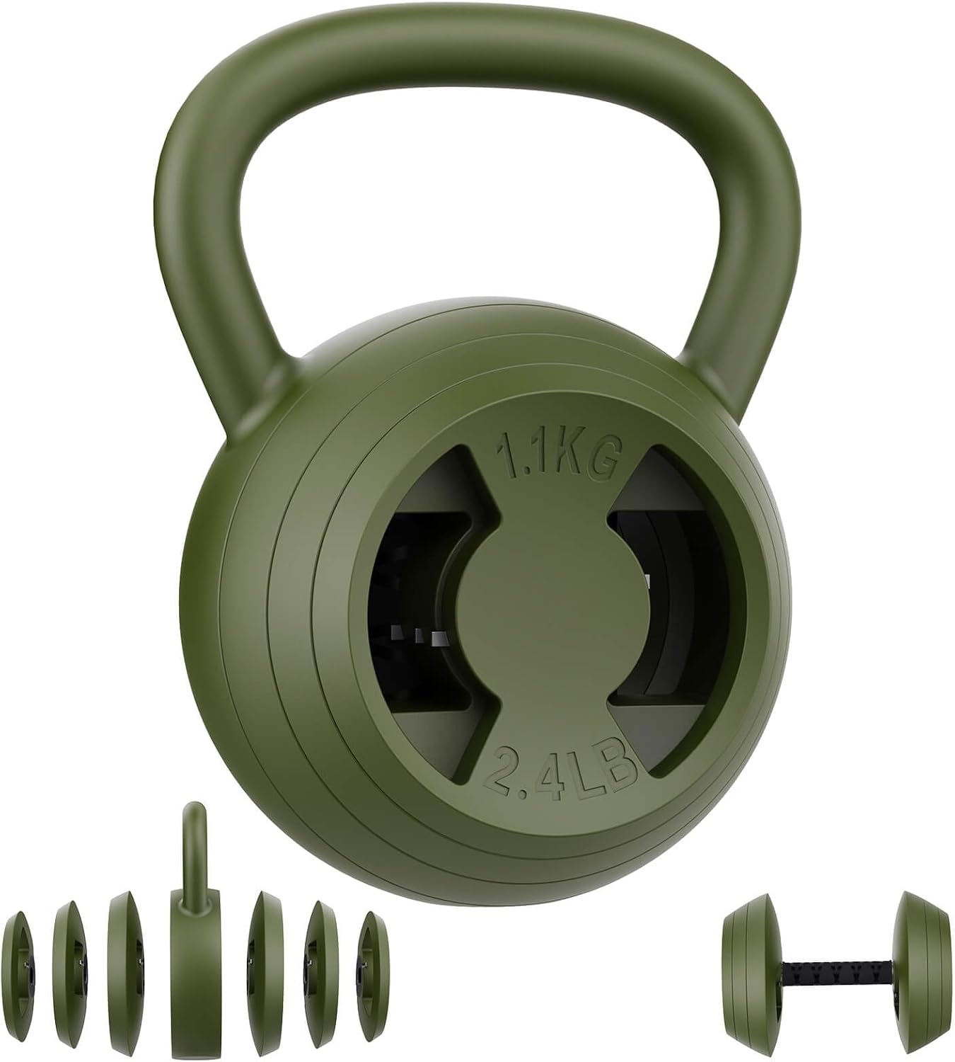 2-in-1 Adjustable Kettlebell and Dumbbell Set 15–45 lb