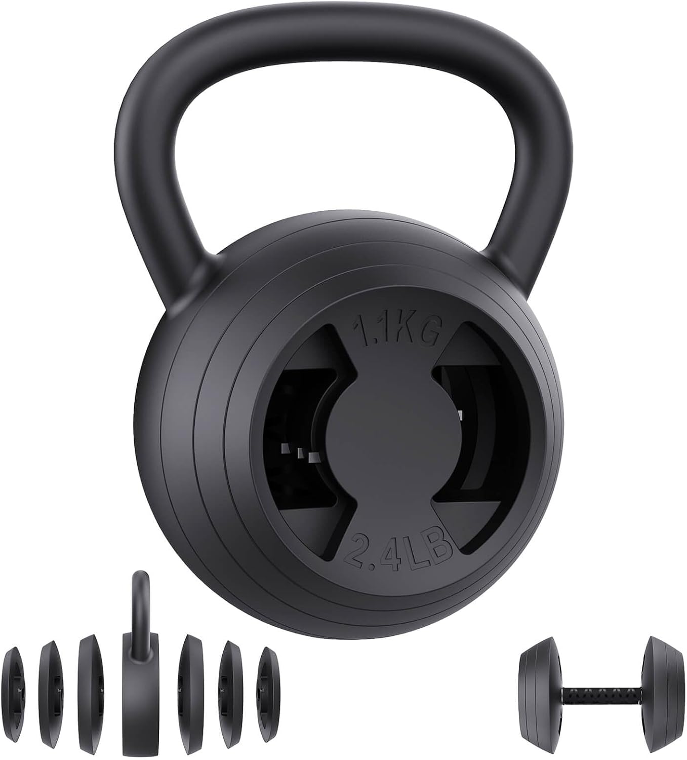 2-in-1 Adjustable Kettlebell and Dumbbell Set 15–45 lb