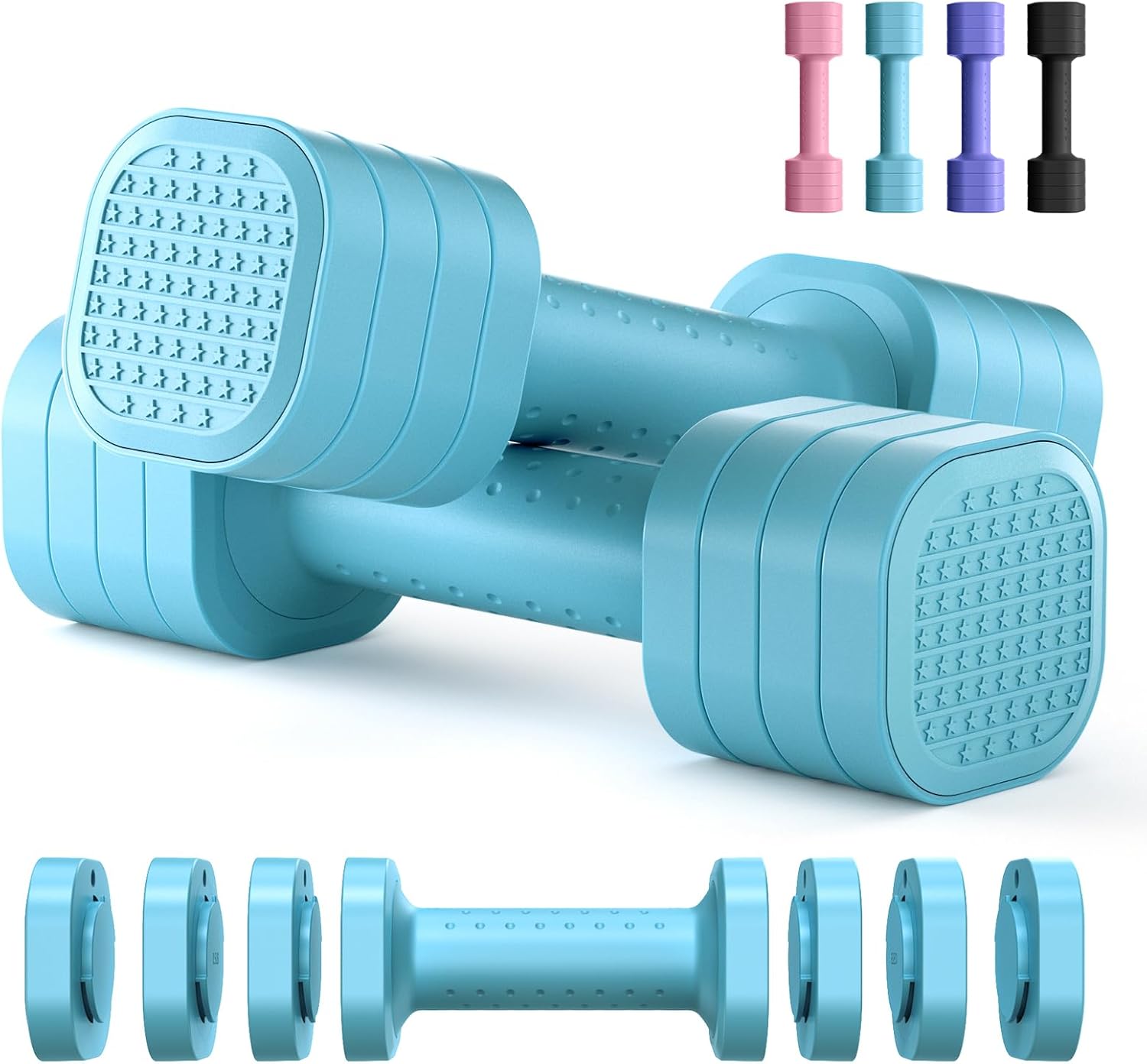 Adjustable Dumbbell Set 4-in-1 with Soft Rubber Handle