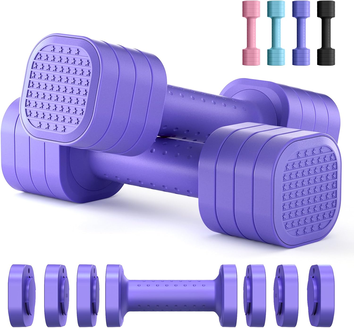 Adjustable Dumbbell Set 4-in-1 with Soft Rubber Handle