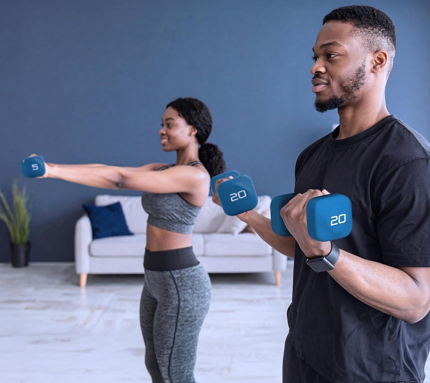 Neoprene Dumbbell Pairs with Anti-Roll Square Heads