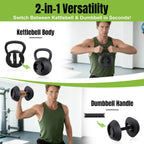2-in-1 Adjustable Kettlebell and Dumbbell Set 15–45 lb